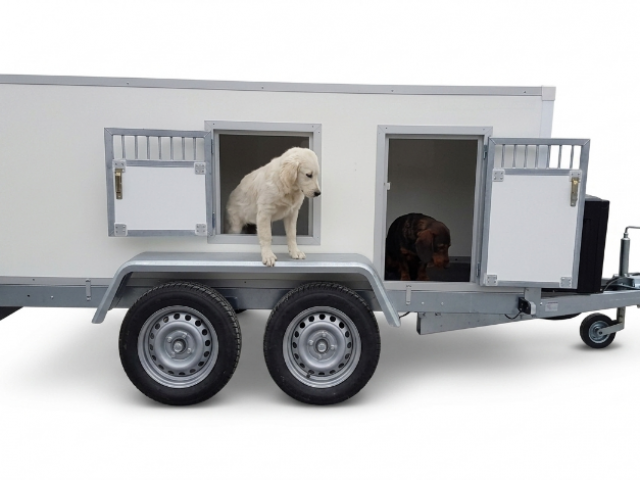 REMORQUE A CHIENS VSN DOG 6 VERSION.2 / 2 ESSIEUX REMORQUE ÉQUIPÉE DE 6 BOXES 