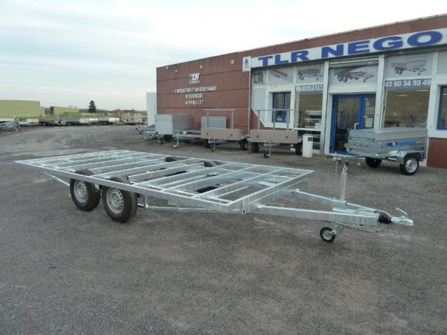 REMORQUE CHASSIS NU 2 ESSIEUX FREINES ROUES SEMI ENCASTREES